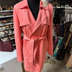 Pink Suede Trench Coat